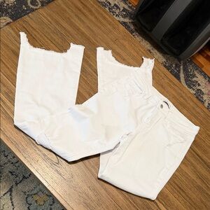 Flying Monkey White Denim Jeans with Raw Hem Detail